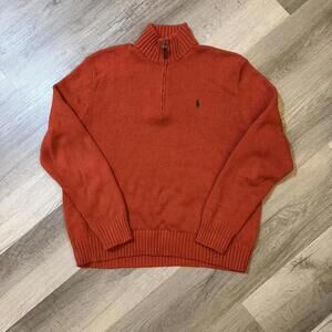 Ralph Lauren orange quarter zip sweater Size XL #preppy #polo